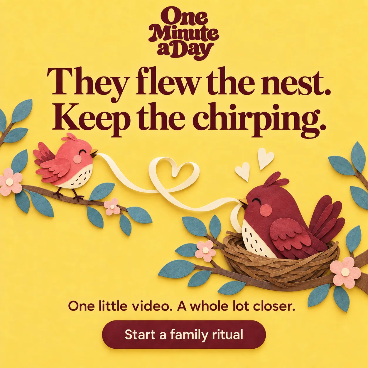 They flew the nest. Keep the chirping. One little video. A whole lot closer.