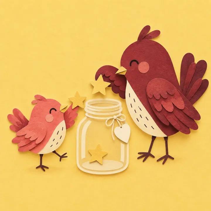 Paper birds illustrating Good Things, Collected